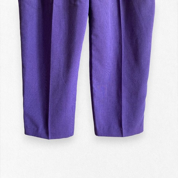 Vintage 90's Trouser Purple Pegged High Rise Waist Academia Casual Office Large - Picture 3 of 14